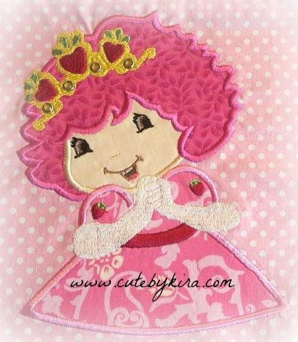 Strawberry Girl with Crown Applique Embroidery Design
