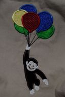 Monkey with Balloons Applique Embroidery Design
