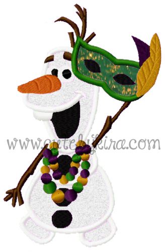 Cold Snowman Mardi Gras Applique Embroidery Design