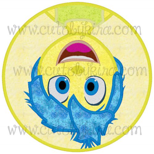 Yellow Emotion Girl Circle Applique Embroidery Design