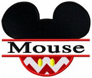 Mouse Head Split Applique Embroidery Design