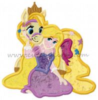 Rapunzel with Pet Horse Applique Embroidery Design