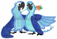 Blue Macaw Birds Applique Embroider Design