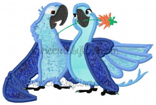 Blue Macaw Birds Applique Embroider Design