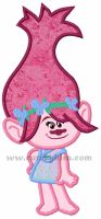 Pink Troll Girl Applique Embroidery Design