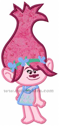 Pink Troll Girl Applique Embroidery Design