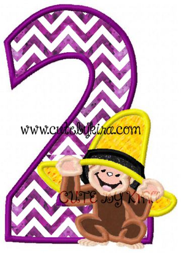 Monkey with Hat 2 Applique Embroidery Design