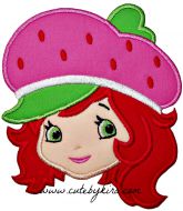 Strawberry Girl Head Applique Embroidery Design