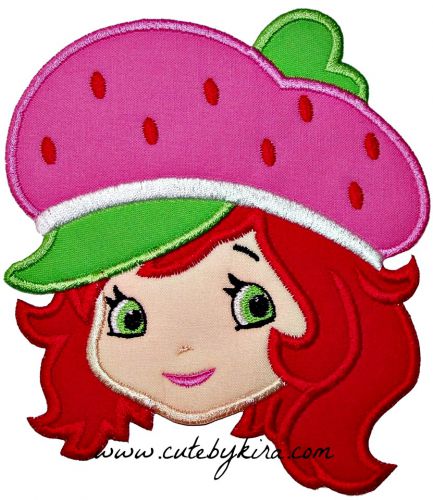 Strawberry Girl Head Applique Embroidery Design