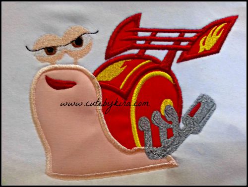 Fast Snail Girl Applique Embroidery Design