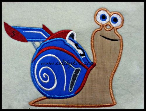 Fast Snail Applique Embroidery Design